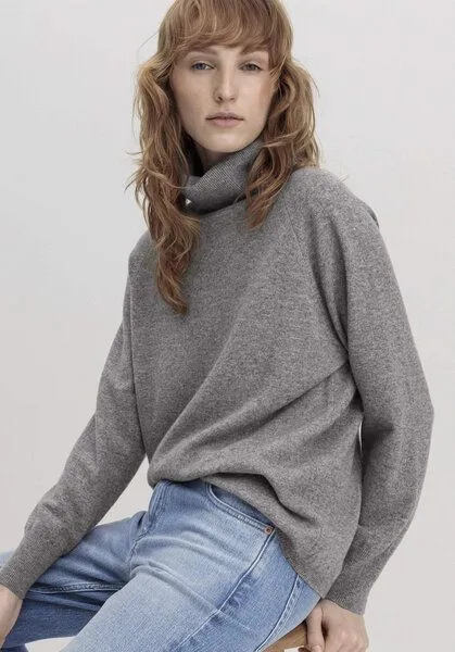 hessnatur hessnatur Pullover Rollkragen Relaxed aus weicher Schurwolle mit Kaschmir, Grau, – Produktbild 2 von 4