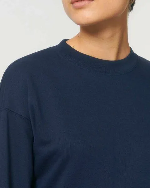 YTWOO YTWOO Kurz geschnittenes Damen Sweatshirt | Bio-Pullover | nachhaltig | fair produziert, Navyblau, – Produktbild 3 von 4