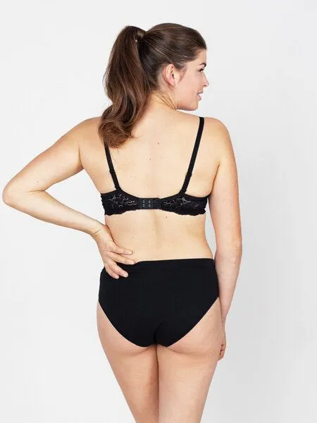 erlich textil erlich textil Elisabeth bügelloser BH mit Spitze aus Bio-Baumwolle, made in Europe, Schwarz, – Produktbild 7 von 8