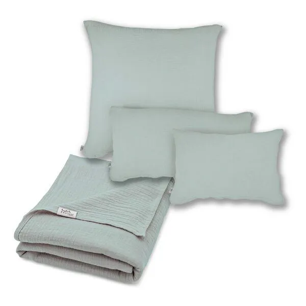Hutch&Putch Hutch&Putch Musselin-Sommerbundle für warme Nächte (Sommerdecke 200x135 + Kopfkissenbezug nach Wahl) aus 100% Bio-Baumwolle - Handmade in Germany, Aquamarine, – Produktbild 1 von 3