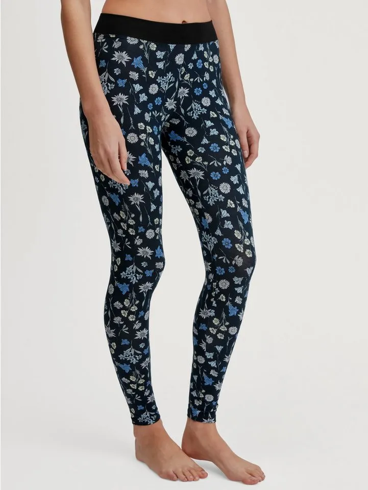 CALIDA CALIDA Leggings Elastic Trend floraler Print, Baumwollmix, weicher elastischer Bund, bequem, Schwarz, – Produktbild 1 von 5
