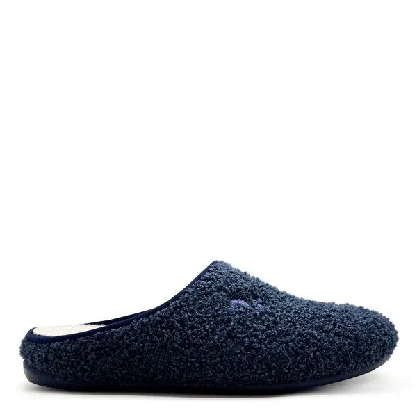 thies Veganer "thies ® Rec Teddy Slipper" aus ultraweichem, recyceltem Fell, Navy, – Produktbild 1 von 4