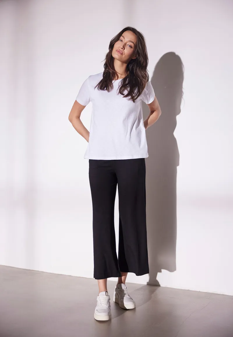 LAURIE LAURIE Damen vegan Lose Hose Crop Jersey Donna Schwarz, Schwarz, – Produktbild 1 von 2