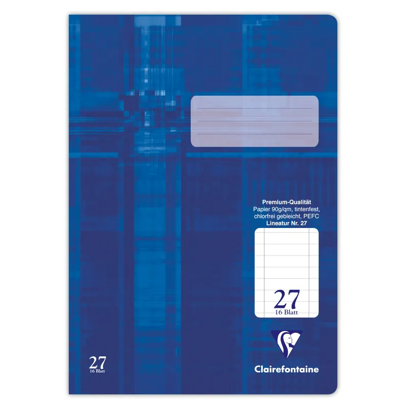 Clairefontaine Clairefontaine Schulheft Blau A4 liniert mit Rand 16 Blatt, Blau, – Produktbild 1 von 2