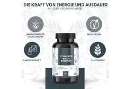 Naturalkraft Schwarzer Maca Komplex mit Ginseng – 180 vegane Kapseln, geprüft Kapseln, 108 g – Produktbild 1 von 1