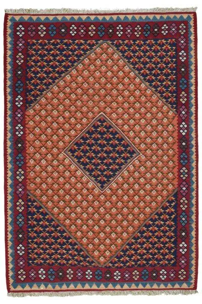 Rugtales Kelim Senneh Rugtales aus Schurwolle, Orange, – Produktbild 2 von 4