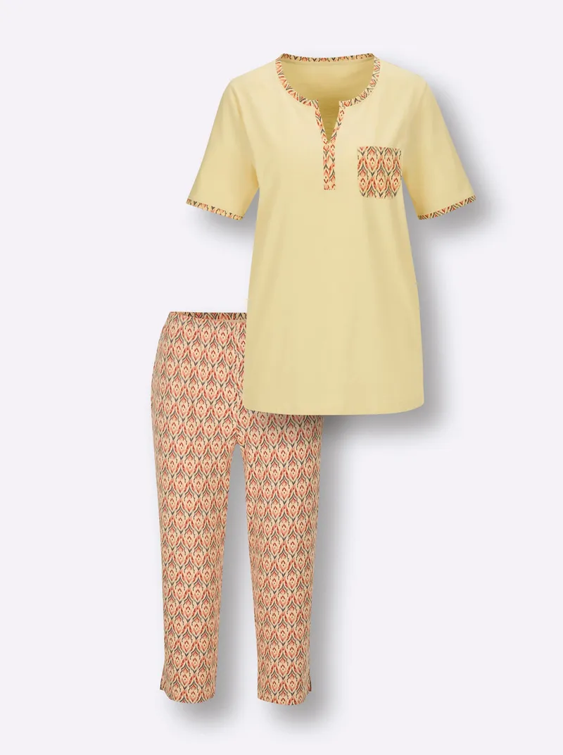 wäschepur Capri-Anzug vanille-apricot-bedruckt, Vanille-apricot-bedruckt, – Produktbild 1 von 2