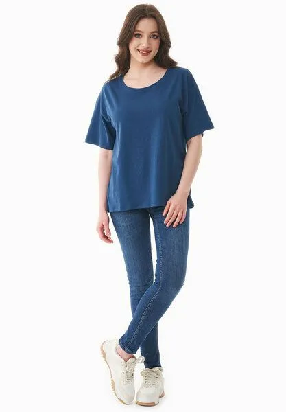 ORGANICATION ORGANICATION T-Shirt aus Bio-Baumwolle und Leinen, Blau(navy), – Produktbild 2 von 4