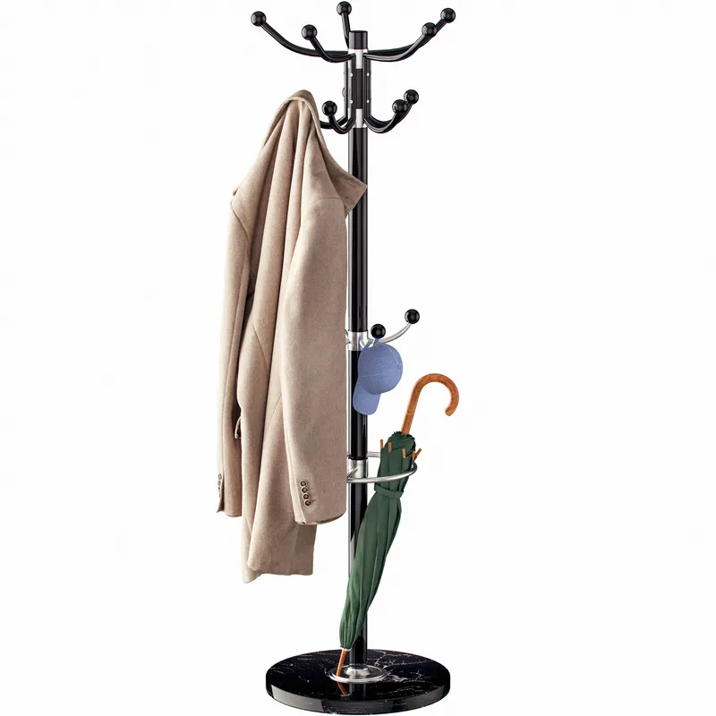 Casaria® Kleiderständer Schwarz mit Marmorfuß 173cm – Produktbild 1 von 2