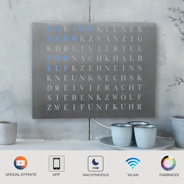 build-yours build-yours Bausatz WordClock Jupiter Edelstahl gelasert - Bau dir deine Wortuhr – Produktbild 5 von 7