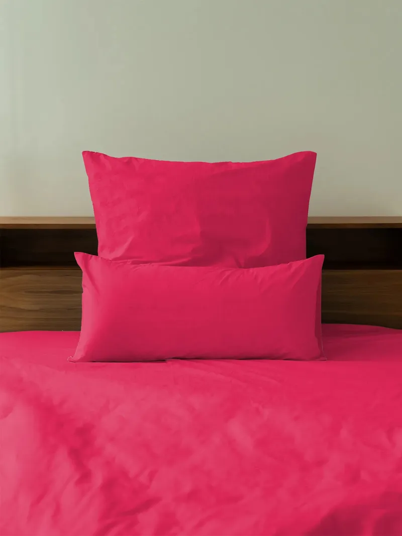 erlich textil erlich textil Fred Kopfkissenbezug aus weicher Bio-Baumwolle, made in Europe, Knallpink, – Produktbild 1 von 8