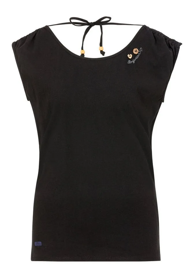 ragwear ragwear Kurzarmshirt GREETA mit kleinem Rückenausschnitt, Schwarz, – Produktbild 1 von 4