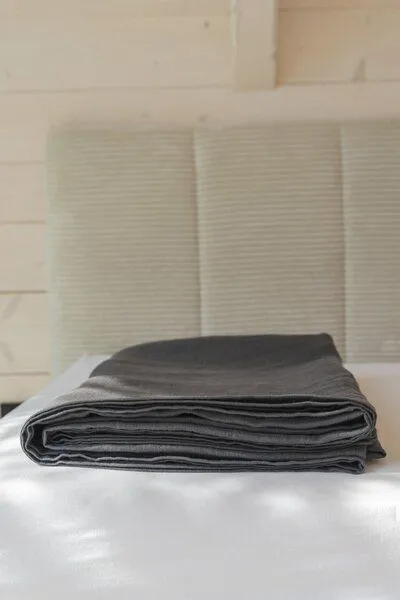 AmourLinen AmourLinen Flaches Leintuch, Charcoal (schwarz), – Produktbild 1 von 2
