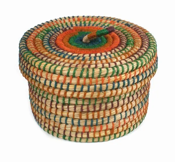 El Puente El Puente Korb mit Deckel | Fair Trade & Handmade aus Bangladesch, Mehrfarbig, – Produktbild 1 von 1