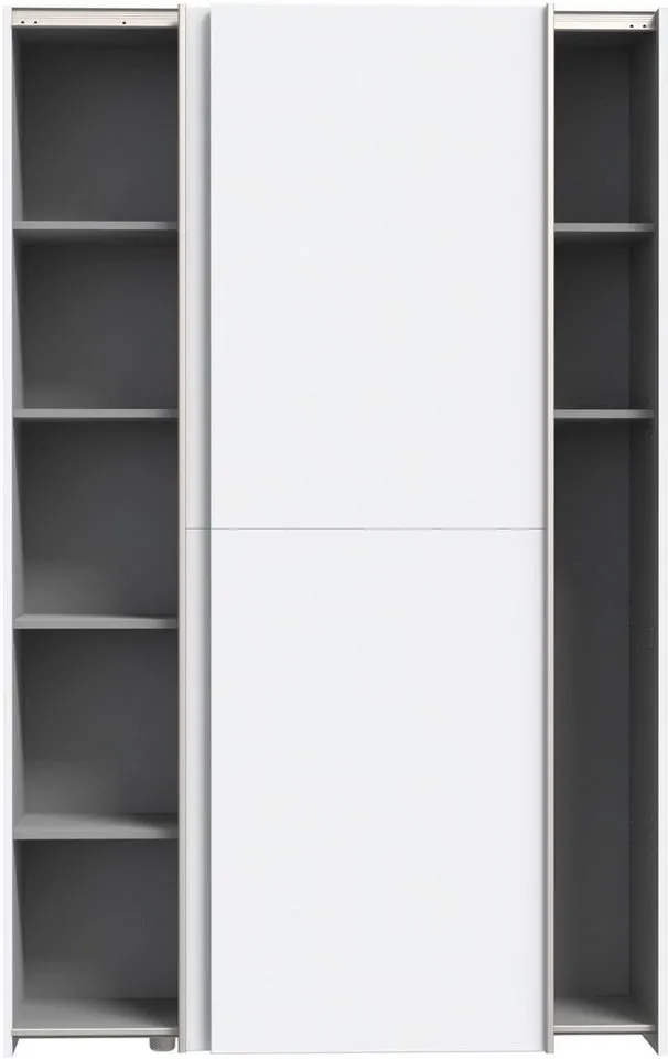 FORTE Wäscheschrank Ozzula, Mehrzweckschrank, Schwebetürenschrank, Garderobenschrank (B/H/T ca. 120/190,5/42cm, 2 Türen, 6 Einlegeböden) FSC® zertifiziert, variable Inneinteilung, 42cm tief, Made in Europe, Weiß, – Produktbild 5 von 5