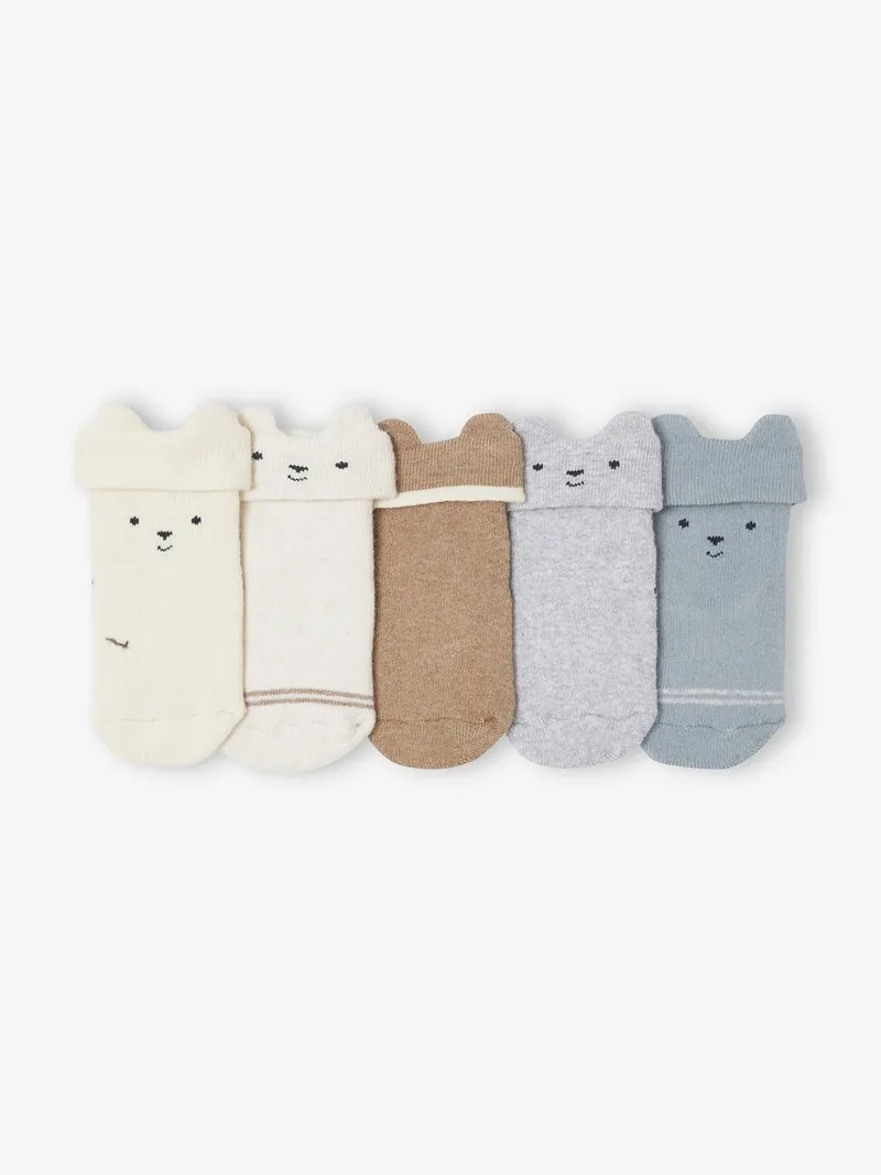 Vertbaudet 5er-Pack rutschfeste Baby Ftee-Socken, Beige, – Produktbild 1 von 3