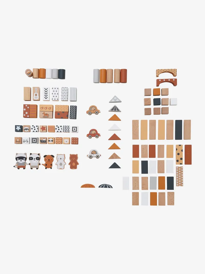 Vertbaudet Baby Bauklötze WASCHBÄR aus Holz FSC®, Grau, – Produktbild 3 von 4