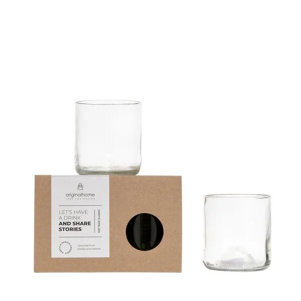 Originalhome Originalhome Upcycling-Glas 2er-Set in 2 Größen und 2 Farben, Klar, – Produktbild 2 von 3