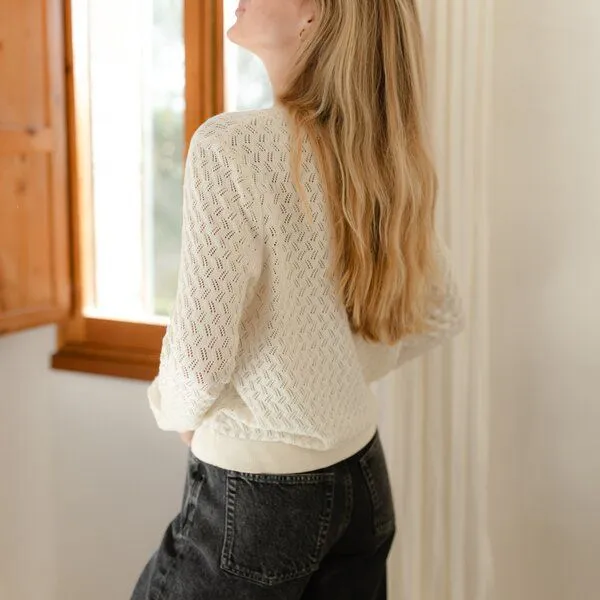 NORDLICHT NORDLICHT Pointelle Strickjacke Rieke, Naturweiß, – Produktbild 4 von 4
