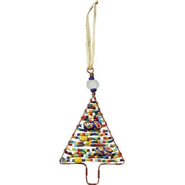 Global Mamas Global Mamas Upcycling Christbaumschmuck - Weihnachtsbaum - S/L - Rainbow/Weiß/Rot - Weihnachten - Geschenkdeko - Weihnachtsdeko, Rainbow, – Produktbild 1 von 3