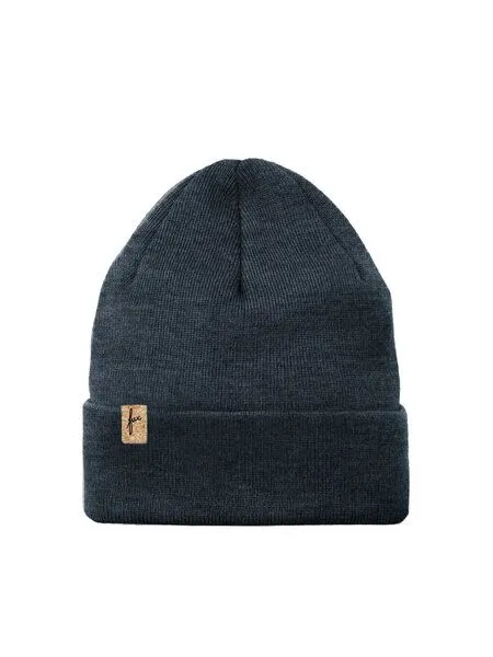FUXBAU FUXBAU Merino Kork Beanie, Anthrazit, – Produktbild 3 von 4