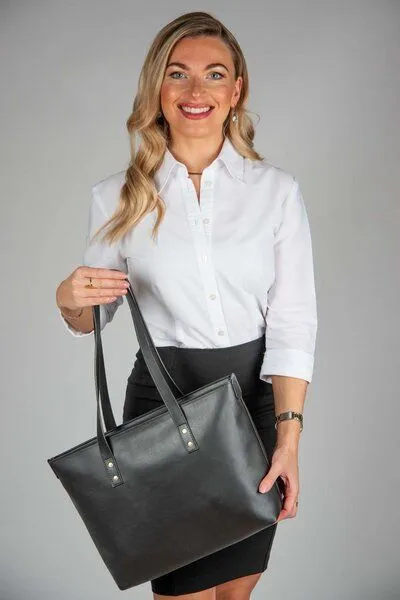 GREVIRO GREVIRO Totebag "L" aus Kaktusleder (vegan), Schwarz, – Produktbild 2 von 4