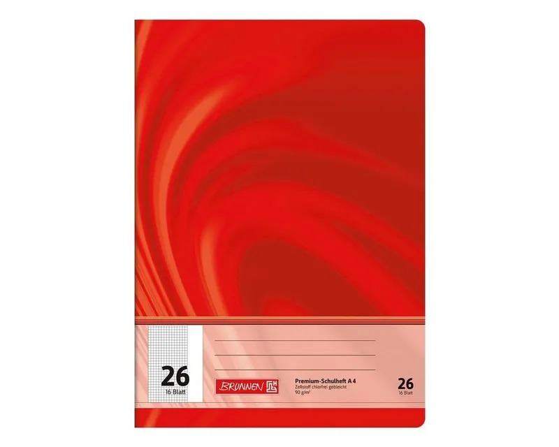 BRUNNEN BRUNNEN Schulheft Vivendi, A4, kariert (Lineatur 26), 16 Blatt, ungelocht, Orange|rot|weiß, – Produktbild 1 von 2