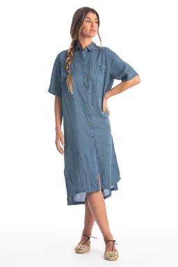 RAVENS VIEW IBIZA RAVENS VIEW IBIZA Damen vegan Kleid Shirt Iria Jeans Blau – Produktbild 1 von 1