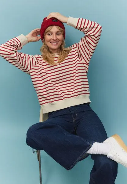 recolution recolution Sweatshirt ALLAMANDA STRIPES, Signal red, – Produktbild 2 von 3