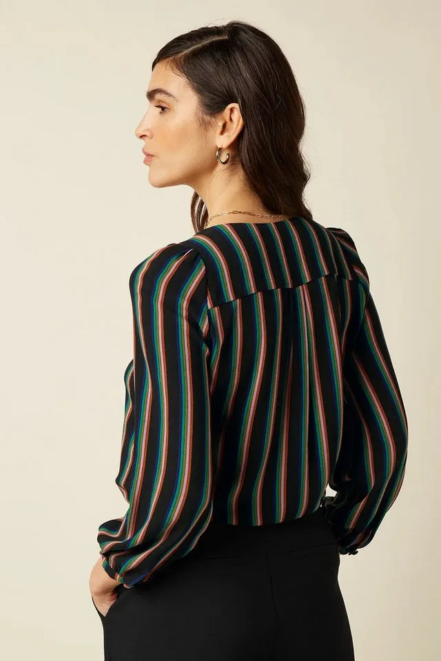 king louie king louie Langarmbluse - Erin Blouse Harley Stripe - Leichte Streifenbluse mit Blusenkragen f, Schwarz, – Produktbild 3 von 5