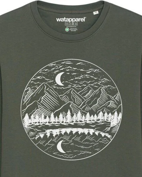 watapparel watapparel Sweatshirt Unisex Mountains by night, Khaki, – Produktbild 3 von 4