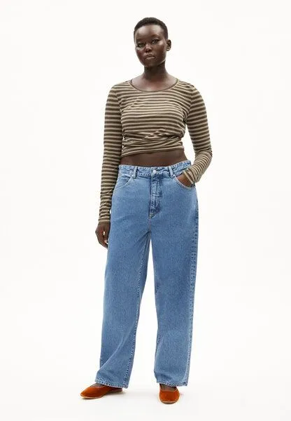 ARMEDANGELS ARMEDANGELS ENRICCAA STRIPES Damen Longsleeve Slim Fit aus Bio-Baumwolle, Gravel-dried moss, – Produktbild 4 von 4