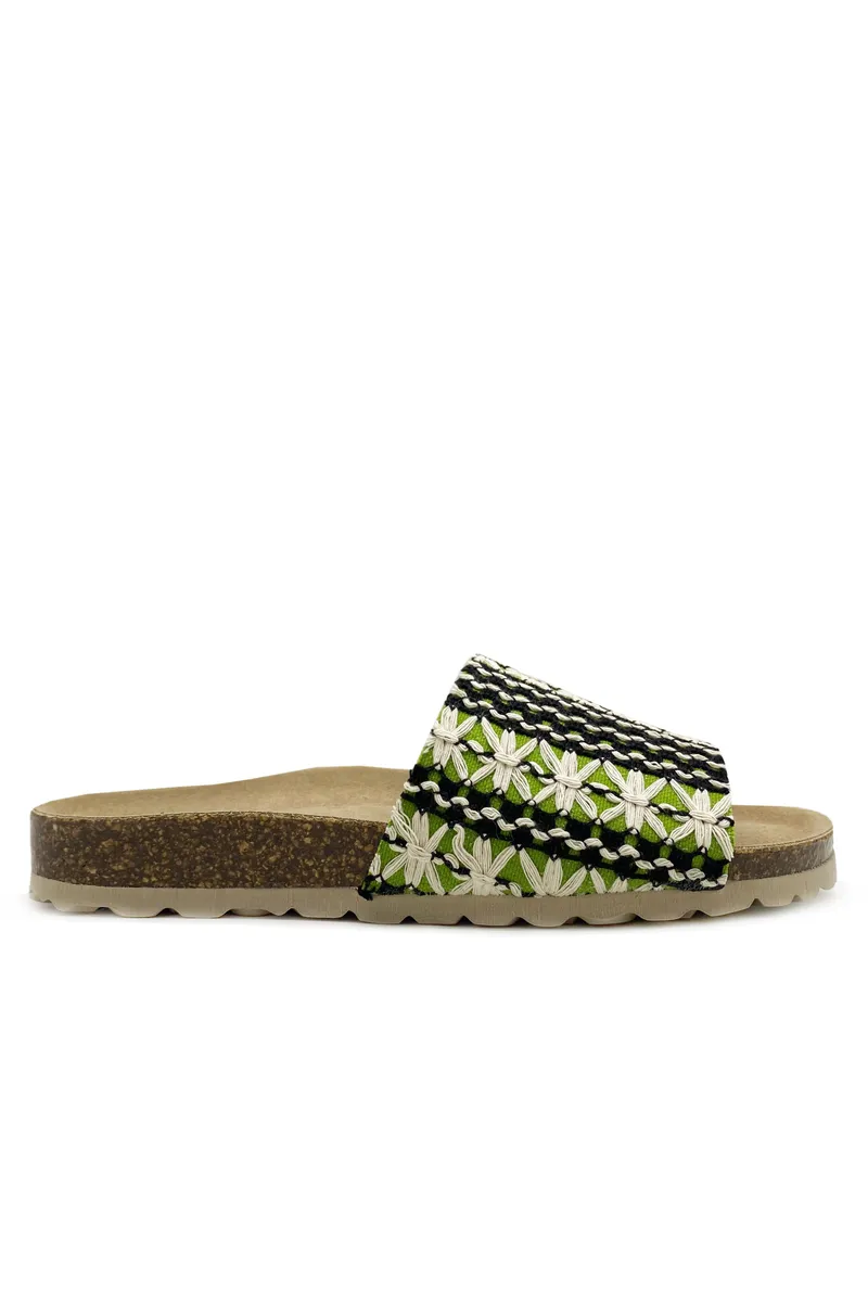 thies thies Damen vegan Slide Eco Boho Pool Grün, Schwarz, – Produktbild 1 von 1