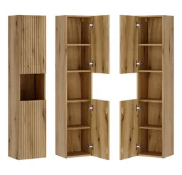 Lomadox Hochschrank NEWPORT-56-EVOKE 30 cm breit mit 2 Türen, Eiche mit gerillter Front – Produktbild 1 von 1