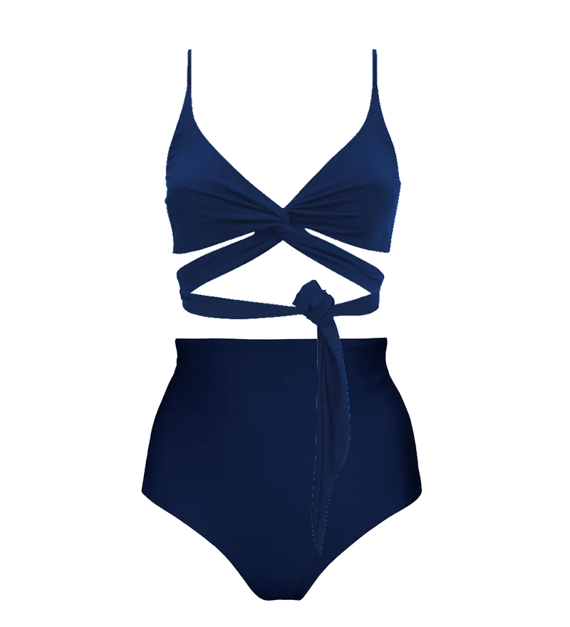 Anekdot Anekdot Damen vegan Lin + Core Hohes Bikini-Set, Extra dunkelblau, – Produktbild 1 von 2
