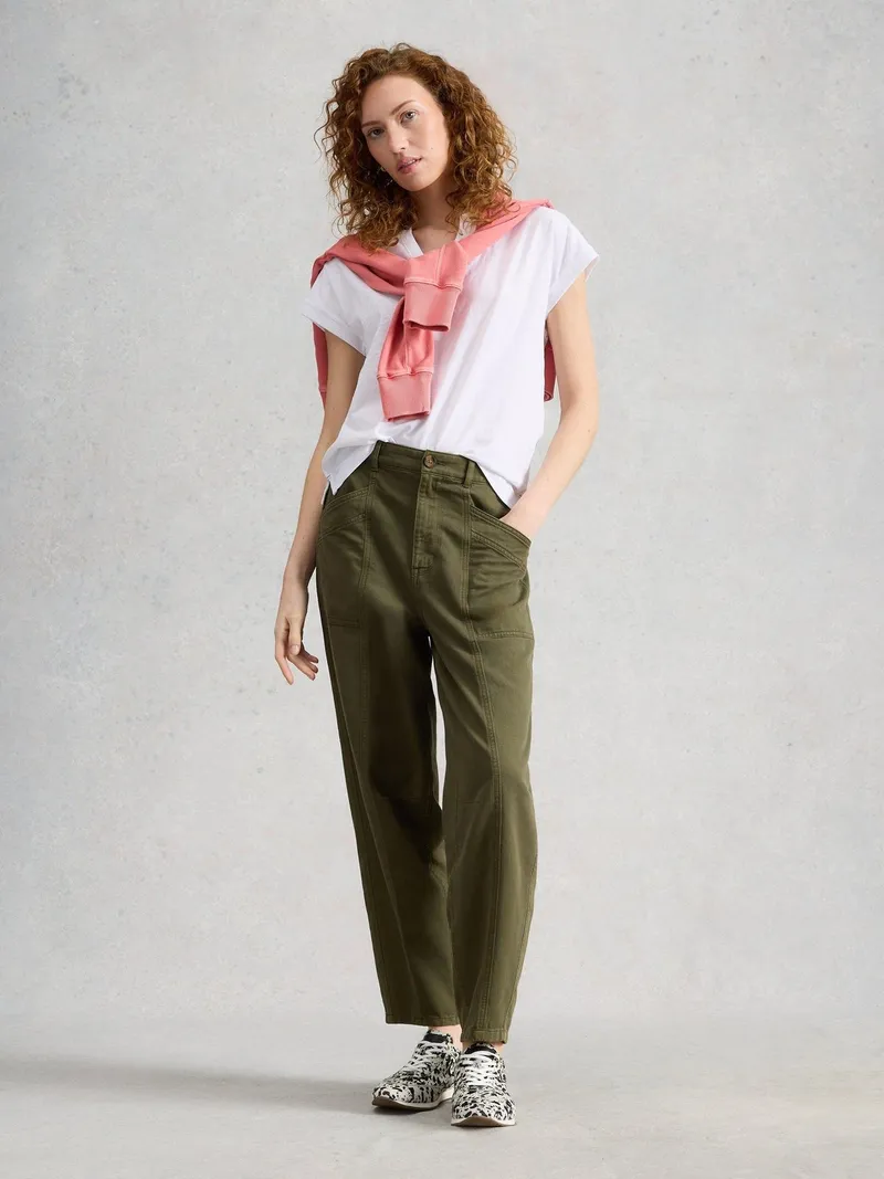 White Stuff T-Shirt Nina mit Keilausschnitt - 40, Reines weiß, – Produktbild 2 von 4