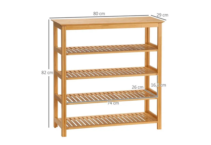 HOMCOM HOMCOM Schuhregal Schuhablage mit 5 Ebenen, Schuhständer 1-tlg., für max. 20 Paar Schuhe, Beige, – Produktbild 3 von 5