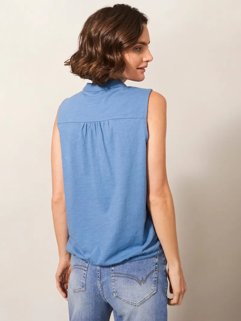 White Stuff Ärmellose Jerseybluse mit Printmotiv - 36, Blau, – Produktbild 4 von 4