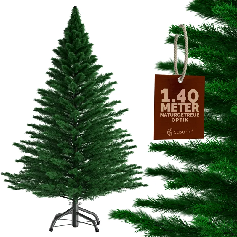 Casaria® Künstlicher Weihnachtsbaum 140cm PE Edeltanne realistische Optik, Grün, – Produktbild 1 von 1