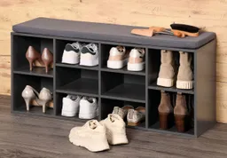Kesper Kesper Universal-/ Schuhschrank mit Sitzkissen - Grau lackiert – Produktbild 1 von 1