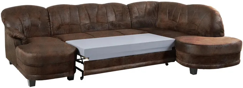 Home affaire Wohnlandschaft Camelita, viel Platz, bequem und zeitlos, Breite 289cm, U-Form, wahlweise mit Bettfunktion, Braun, – Produktbild 5 von 5