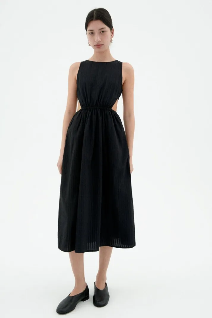 thinking mu Thinking MU Damen vegan Kleid Seersucker Kin Schwarz, Schwarz, – Produktbild 2 von 2