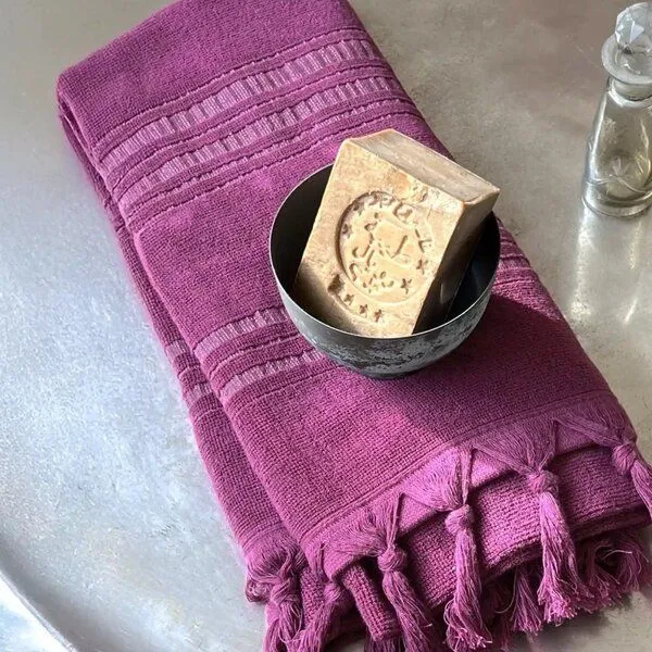 Karawan authentic Karawan authentic Hamamtuch Bio mit Frottee, Violett, – Produktbild 3 von 4