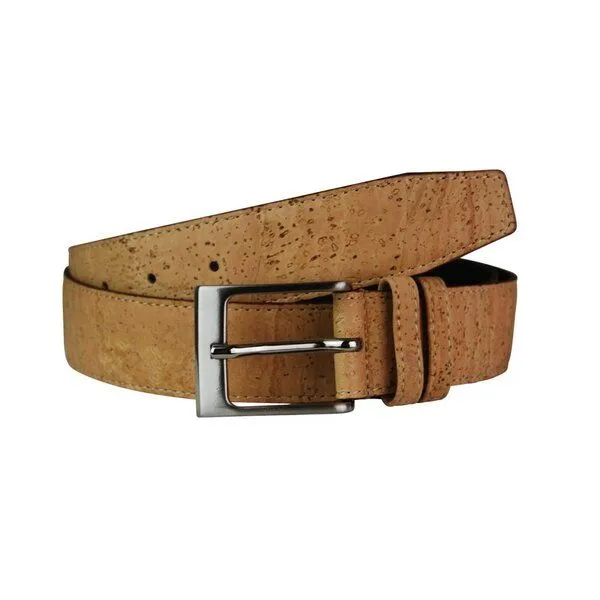 Kork-Deko Kork-Deko Korkgürtel | Vegan | Mit silberner Schnalle - beige - Größen 90 - 115 – Produktbild 2 von 4