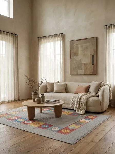 Rugtales Kelim Gashgai Grau „Rugtales“ aus Schurwolle, 155x200 cm, Grau, – Produktbild 1 von 4