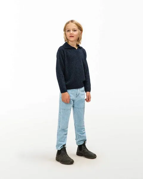 MATONA Matona Kuschliger Pullover aus recycelter wollmischung für Kinder / Collared Jumper, Navy, – Produktbild 3 von 4