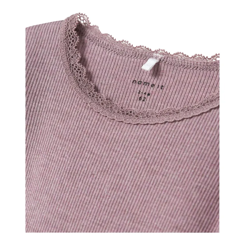 name it Name It Body langarm Rippqualität Spitze, Rosa, – Produktbild 2 von 2