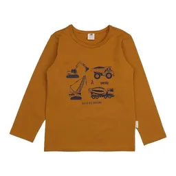 Walkiddy Walkiddy Kinder Langarmshirt GOTS-zertifiziert aus Bio-Baumwolle karamellbraun mit Fahrzeuge-Motiv „Crazy Machines“ – Produktbild 1 von 1
