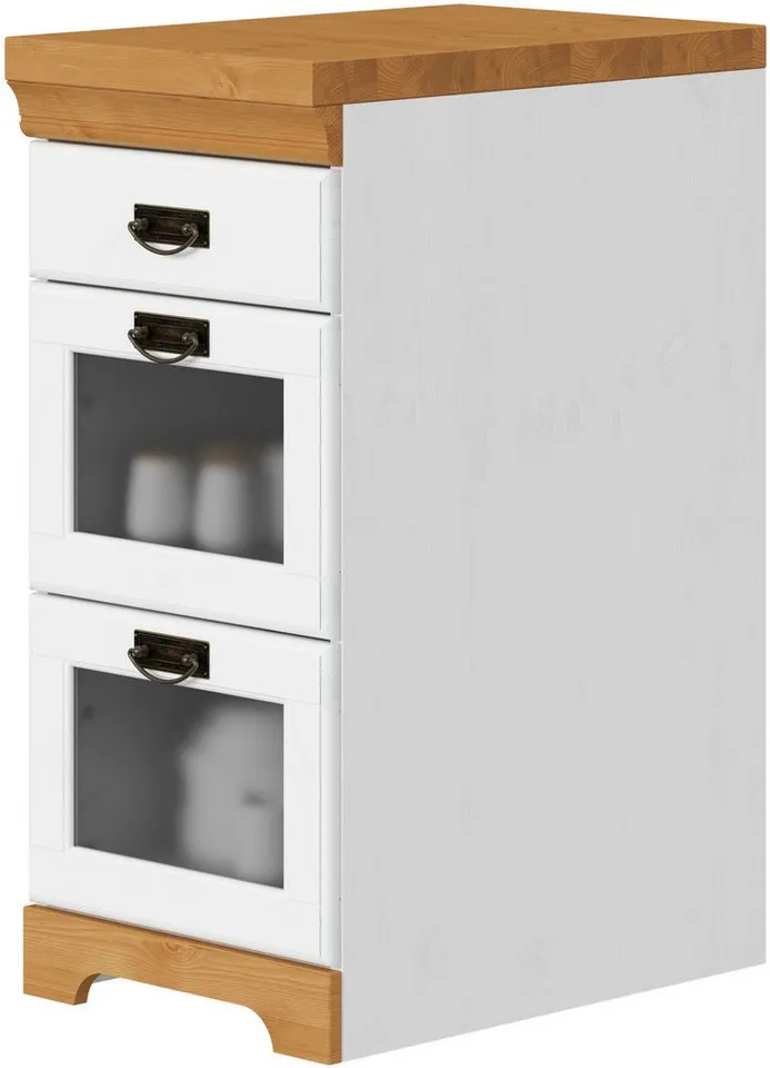 OTTO home Unterschrank Rügen Breite 40 cm, FSC® zertifiziert, Schubkästen mit Glaseinsatz, Weiß, – Produktbild 4 von 5
