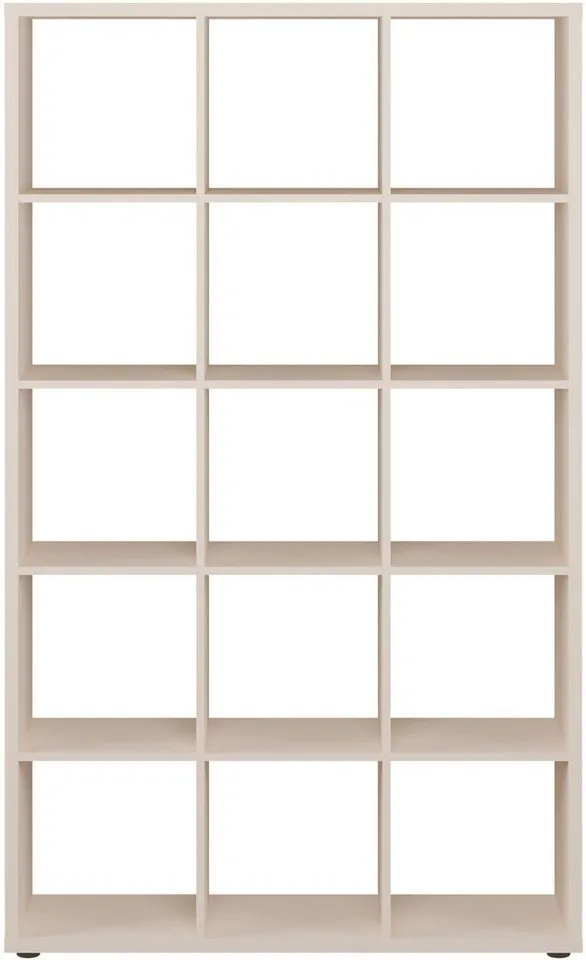 FORTE Standregal Mauro, Raumteiler, sorgt für Stil und Ordnung, 5 Fächer, Jedes Fach ist bis zu 5 kg belastbar, Fachgröße 33x33cm, Beige, – Produktbild 3 von 8